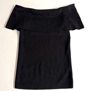 Lauren Ralph Lauren Black Lable-Off shoulder black ribbed knit top.Size XSP